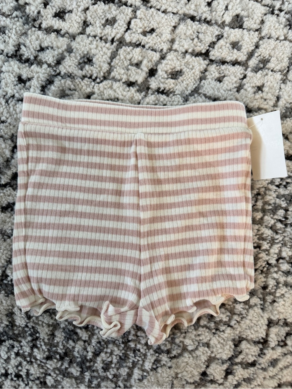 cloud island Blush Pink and Cream Striped Ribbed Bike Shorts